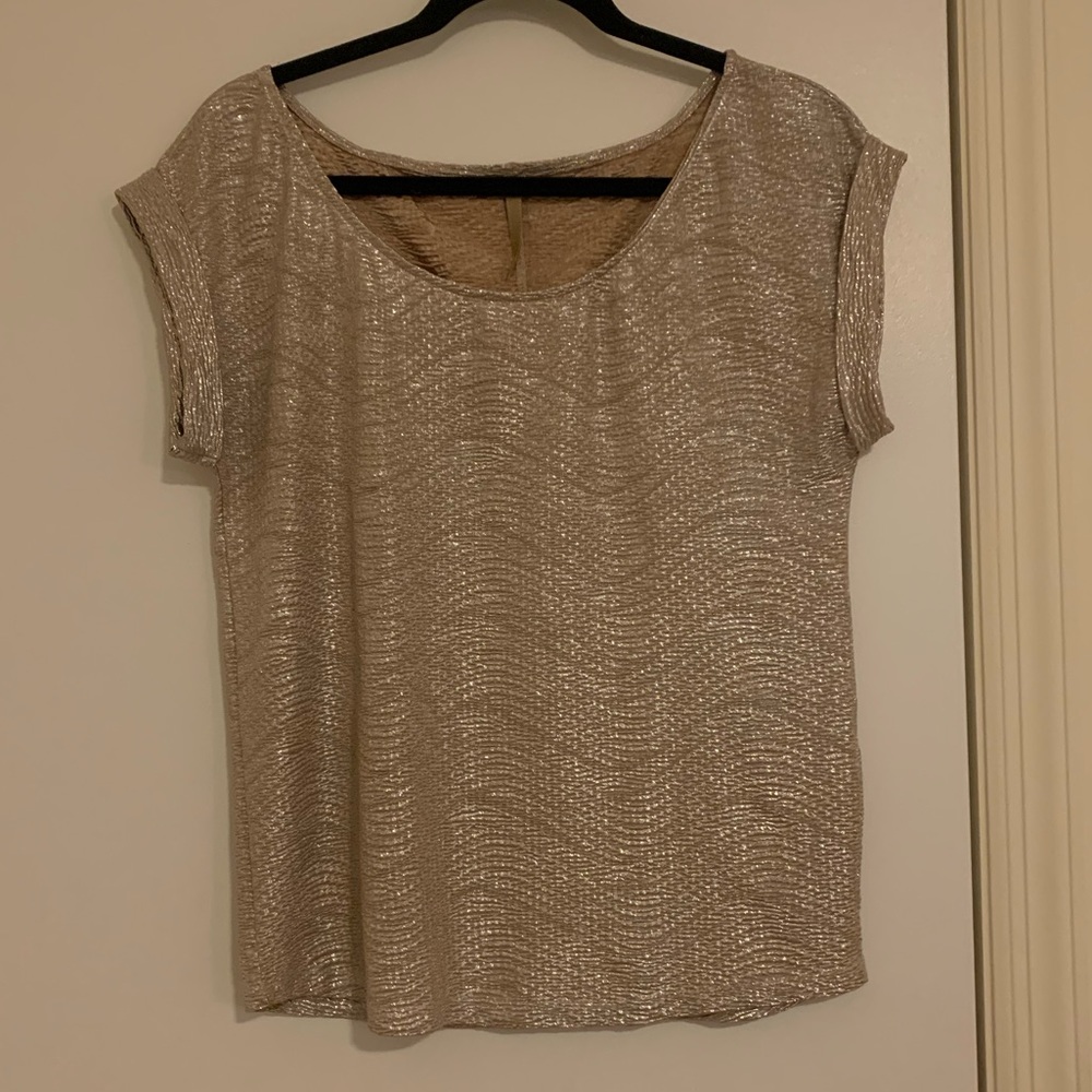 Gold Metallic Cap Sleeve Top